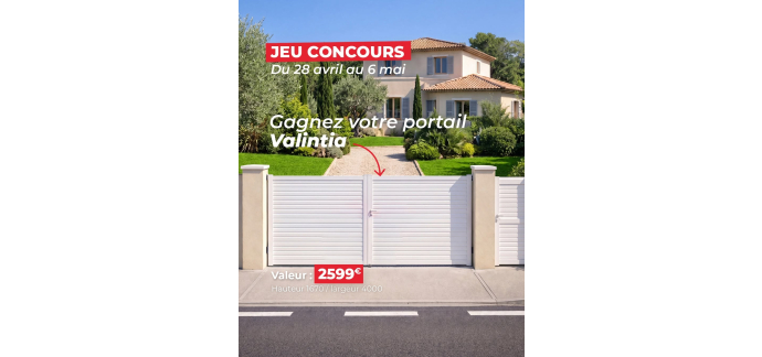 Lapeyre: 1 portail battant Valintia blanc (H1670 x L4000) (valeur  2599&euro;) &agrave; gagner