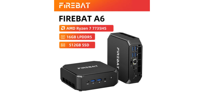 JoyBuy: Mini PC FIREBAT Ryzen 7 7735HS, Radeon 680M, 16 Go RAM, 512 Go SSD - &eacute;cran &agrave; 389,99&euro;