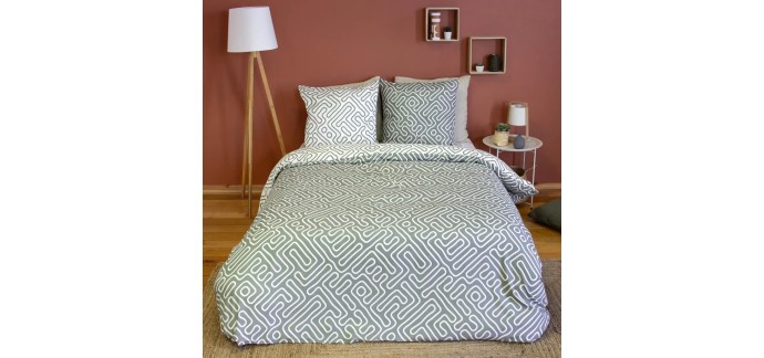 Sweeek: Parure de lit microfibre imprim&eacute; labyrinthe 240x220cm &agrave; 24,74&euro; (au lieu de 44,99&euro;)