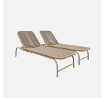Sweeek: Lot de 2 bains de soleil acier et cordage multi positions beige &agrave; 449,99&euro; (au lieu de 499,99&euro;)
