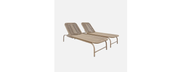 Sweeek: Lot de 2 bains de soleil acier et cordage multi positions beige &agrave; 449,99&euro; (au lieu de 499,99&euro;)