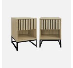 Sweeek: Lot de 2 tables de chevet effet bois rainuré 1 tiroir à 103,99€ (au lieu de 129,99€)