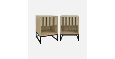 Sweeek: Lot de 2 tables de chevet effet bois rainur&eacute; 1 tiroir &agrave; 103,99&euro; (au lieu de 129,99&euro;)