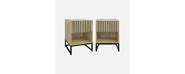 Sweeek: Lot de 2 tables de chevet effet bois rainur&eacute; 1 tiroir &agrave; 103,99&euro; (au lieu de 129,99&euro;)