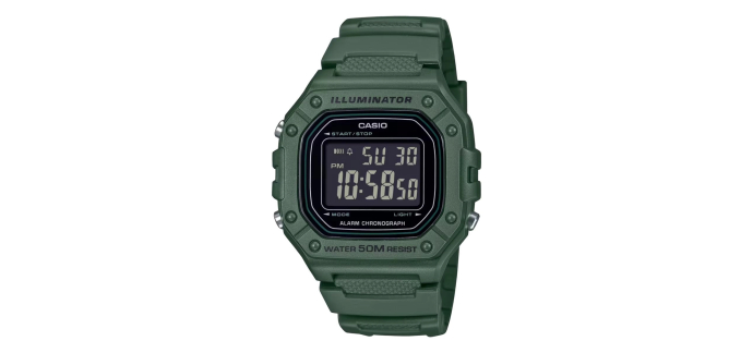 Amazon: Montre Casio W-218H-3AVEF - Style G-Shock, &eacute;tanche 50m &agrave; 24,43&euro; (au lieu de 34,13&euro;)