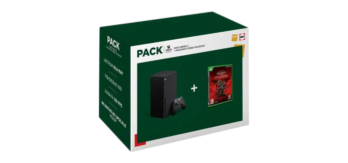 Fnac: Pack Xbox Series X + Assassin's Creed Shadows (Xbox Series) &agrave; 549,99&euro; (au lieu de 629,33&euro;)