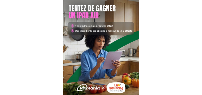 Pixmania: 1 iPad 6e g&eacute;n&eacute;ration reconditionn&eacute; + 1 an adh&eacute;sion La Fourche + 75&euro; bon d'achat &agrave; gagner