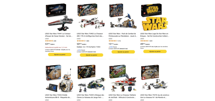 Amazon: LEGO&reg; Star Wars&trade; 10&euro; offerts d&egrave;s 60&euro; d'achat