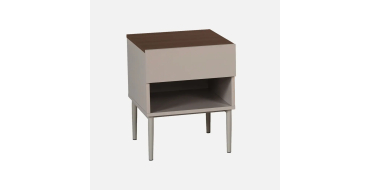 Sweeek: Table de chevet m&eacute;tal et d&eacute;cor bois gris et noyer &agrave; 47,99&euro; (au lieu de 59,99&euro;)