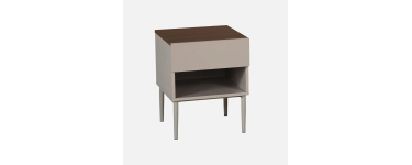 Sweeek: Table de chevet m&eacute;tal et d&eacute;cor bois gris et noyer &agrave; 47,99&euro; (au lieu de 59,99&euro;)