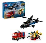 Amazon: LEGO City 3-en-1 Hélicoptère, Camion de Pompiers et Sous-Marin (60462) à 32€ (au lieu de 59,99€)