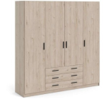 Cdiscount: Armoire VEGA - Ch&ecirc;ne Jackson - 4 portes + 3 tiroirs - L195,5 x P49,6 x H200,4 cm &agrave; 349,99&euro;