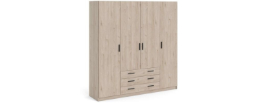 Cdiscount: Armoire VEGA - Ch&ecirc;ne Jackson - 4 portes + 3 tiroirs - L195,5 x P49,6 x H200,4 cm &agrave; 349,99&euro;