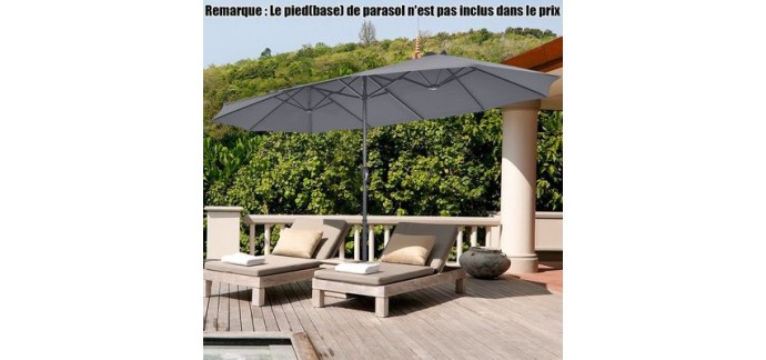 Cdiscount: Parasol double XXL COSTWAY 470x280 cm, 12 baleines, manivelle &agrave; 80,99&euro; (au lieu de 153,99&euro;)
