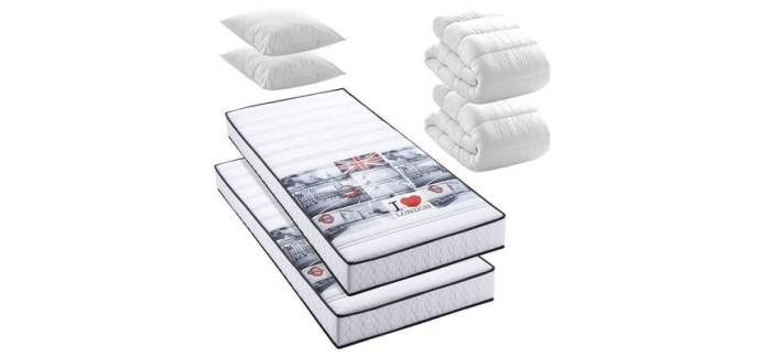 Cdiscount: Pack Westend - 2 matelas London 90x190 + 2 couettes + 2 oreillers &agrave; 146,30&euro; (au lieu de 239,89&euro;)