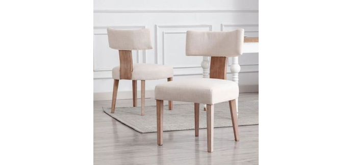 Cdiscount: Wahson Lot de 2 chaises salle &agrave; manger bois et lin, cr&egrave;me &agrave; 133,99&euro; (au lieu de 229,99&euro;)