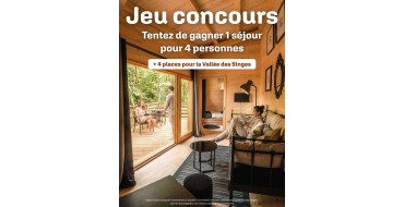 Parc de la Belle: 1 nuit en lodge pour 4 personnes + 4 entr&eacute;es Vall&eacute;e des Singes &agrave; gagner