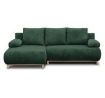 Cdiscount: Canapé d'angle gauche convertible 3 places MIKA - velours côtelé vert foncé, coffre rangement à 679,