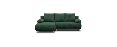 Cdiscount: Canap&eacute; d'angle gauche convertible 3 places MIKA - velours c&ocirc;tel&eacute; vert fonc&eacute;, coffre rangement &agrave; 679,