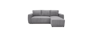 Cdiscount: Canap&eacute; d'angle convertible r&eacute;versible 3-4 places PHARELL - velours c&ocirc;tel&eacute; Anthracite - coffre de ran