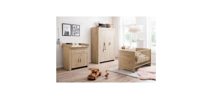 Cdiscount: Chambre b&eacute;b&eacute; Trio AHOI - Lit 70x140 cm + commode + armoire &agrave; 599,99&euro; (au lieu de 649,99&euro;)