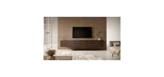 Cdiscount: Meuble TV SELSEY BISIRA 200 cm - Noyer Wisconsin &agrave; 99,99&euro; (au lieu de 179,99&euro;)