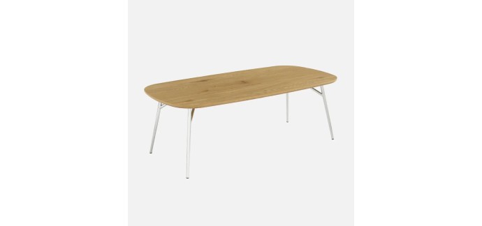 Sweeek: Table basse rectangulaire 120cm chêne - pieds chromés à 84,99€ (au lieu de 99,99€)