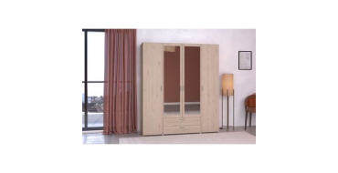 Cdiscount: Armoire VARIA - D&eacute;cor ch&ecirc;ne - 4 portes - 2 tiroirs - Miroirs &agrave; 299,99&euro; (au lieu de 420,27&euro;)