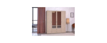 Cdiscount: Armoire VARIA - D&eacute;cor ch&ecirc;ne - 4 portes - 2 tiroirs - Miroirs &agrave; 299,99&euro; (au lieu de 420,27&euro;)