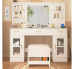 Cdiscount: Coiffeuse avec miroir et tabouret - 10 ampoules, 3 couleurs, 3 tiroirs &agrave; 109,99&euro;