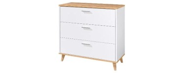 LIDL: Commode LIVARNO Corfu 80x75,3x33 cm blanc/imitation ch&ecirc;ne &agrave; 59,99&euro; (au lieu de 69,99&euro;)