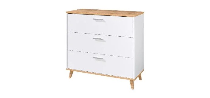 LIDL: Commode LIVARNO Corfu 80x75,3x33 cm blanc/imitation ch&ecirc;ne &agrave; 59,99&euro; (au lieu de 69,99&euro;)