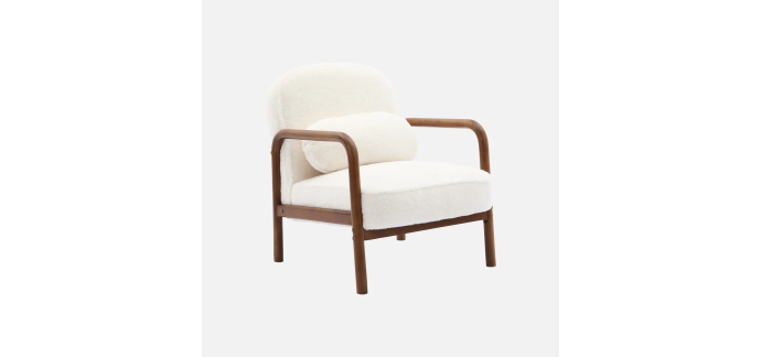 Sweeek: Fauteuil bois teint&eacute; noyer clair et fausse fourrure &agrave; 116,99&euro; (au lieu de 179,99&euro;)