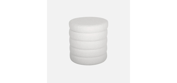 Sweeek: Tabouret coffre rangement bouclettes blanches - 30% &agrave; 41,99&euro; (au lieu de 59,99&euro;)