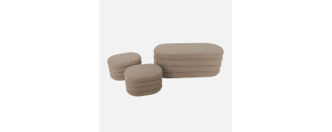 Sweeek: Banc coffre bouclette taupe avec 2 poufs de rangement &agrave; 125,99&euro; (au lieu de 179,99&euro;)