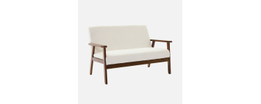 Sweeek: Canap&eacute; 2 places tissu bouclette, h&eacute;v&eacute;a noyer clair &agrave; 119,99&euro; (au lieu de 149,99&euro;)