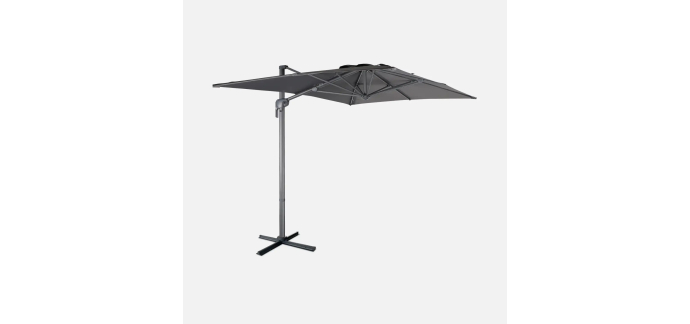 Sweeek: Parasol d&eacute;port&eacute; rectangulaire 2x3m gris &agrave; 134,99&euro; (au lieu de 149,99&euro;)