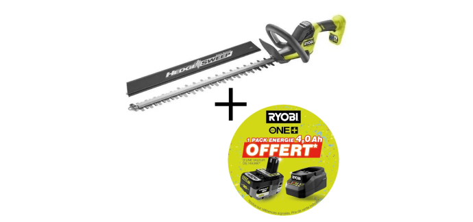 Cdiscount: Taille-haies Ryobi Linea 18V ONE+ 1 Batterie 4Ah & chargeur à 124,99€ (au lieu de 209,99€)