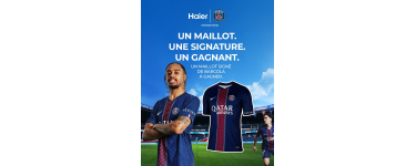 Haier: 1 maillot sign&eacute; Bradley Barcola &agrave; gagner