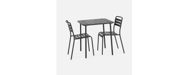 Sweeek: Table de jardin m&eacute;tal 2 chaises anthracite &agrave; 143,99&euro; (au lieu de 159,99&euro;)
