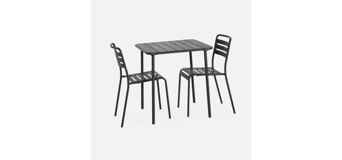 Sweeek: Table de jardin métal 2 chaises anthracite à 143,99€ (au lieu de 159,99€)