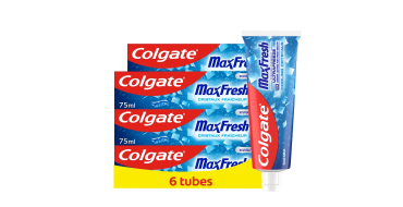 Amazon: Lot de 6 Dentifrices Colgate Menthe Fra&icirc;che Max Fresh - 6 x 75ml &agrave; 5.78&euro; via pr&eacute;voyez et &eacute;conomisez