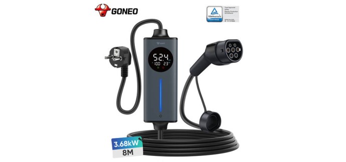 JoyBuy: Chargeur voiture électrique GONEO Type 2 16A 3,68kW 8m à 128,89€ (au lieu de 210€)