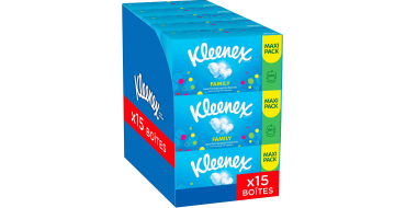Amazon: Maxi Pack de 15 Bo&icirc;tes de mouchoirs Kleenex Family - 15 boites de 128 mouchoirs &agrave; 20.42&euro; (via Pr&eacute;voy