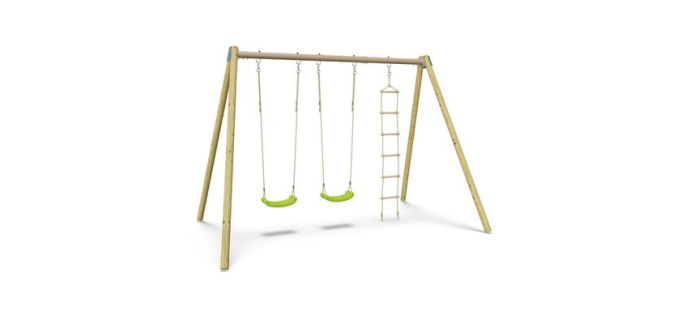 Cdiscount: Balançoire double Techwood Harmonie BLOU FUN avec échelle corde à 239€ (au lieu de 349€)