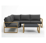 Cdiscount: Salon de jardin d'angle PUERTOCOR - Aluminium effet bois, 5 pers + table basse à 579,99€