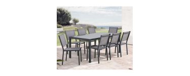 Cdiscount: Ensemble repas jardin table 180cm + 8 chaises aluminium verre tremp&eacute; &agrave; 299,99&euro; (au lieu de 449,99&euro;)