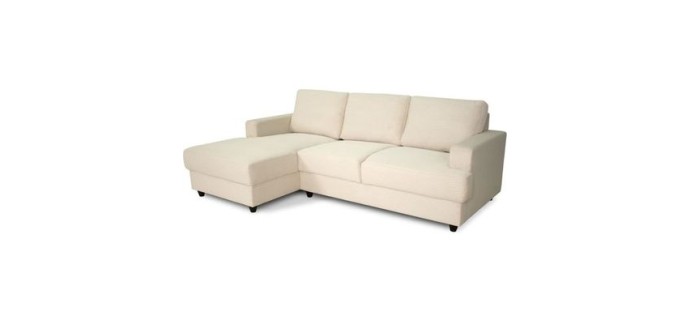 Cdiscount: Canapé d'angle gauche 4 places PAUL in cord - Tissu beige - 216x141x79 cm à 474,99€