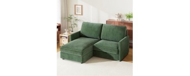 Cdiscount: Canapé d'angle réversible 3 places velours côtelé vert 180x137x84cm à 229,89€ (au lieu de 249,89€)