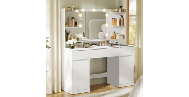 Cdiscount: Coiffeuse avec miroir LED VASAGLE - 3 couleurs, 9 ampoules, multiprise &agrave; 95,99&euro; (au lieu de 124,09&euro;)